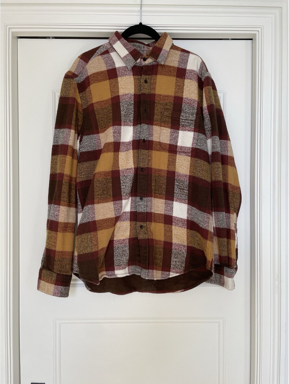 Portuguese Flannel Plaid Yellow Red Flannel Shirt Large
